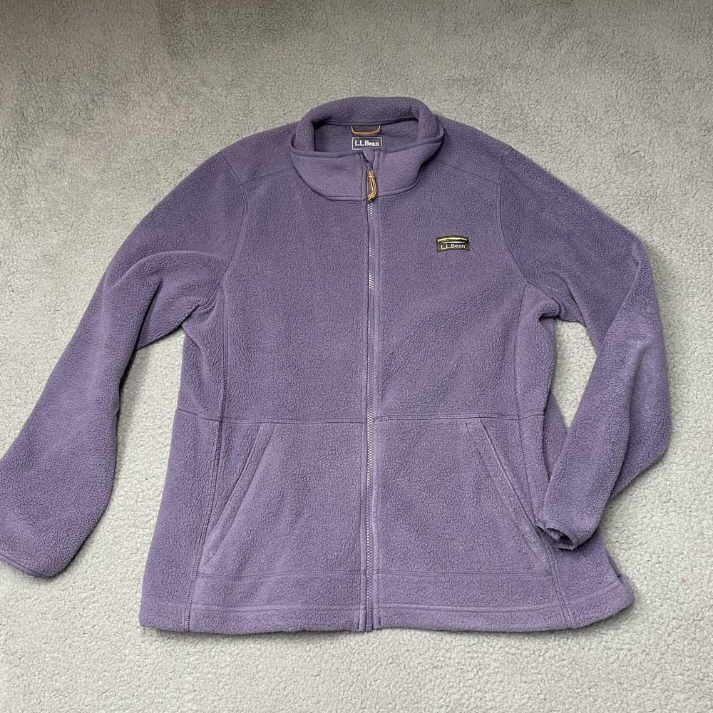 L.L. Bean Mountain Classic Fleece Jacket Women XL Purple 504677 Full Zip